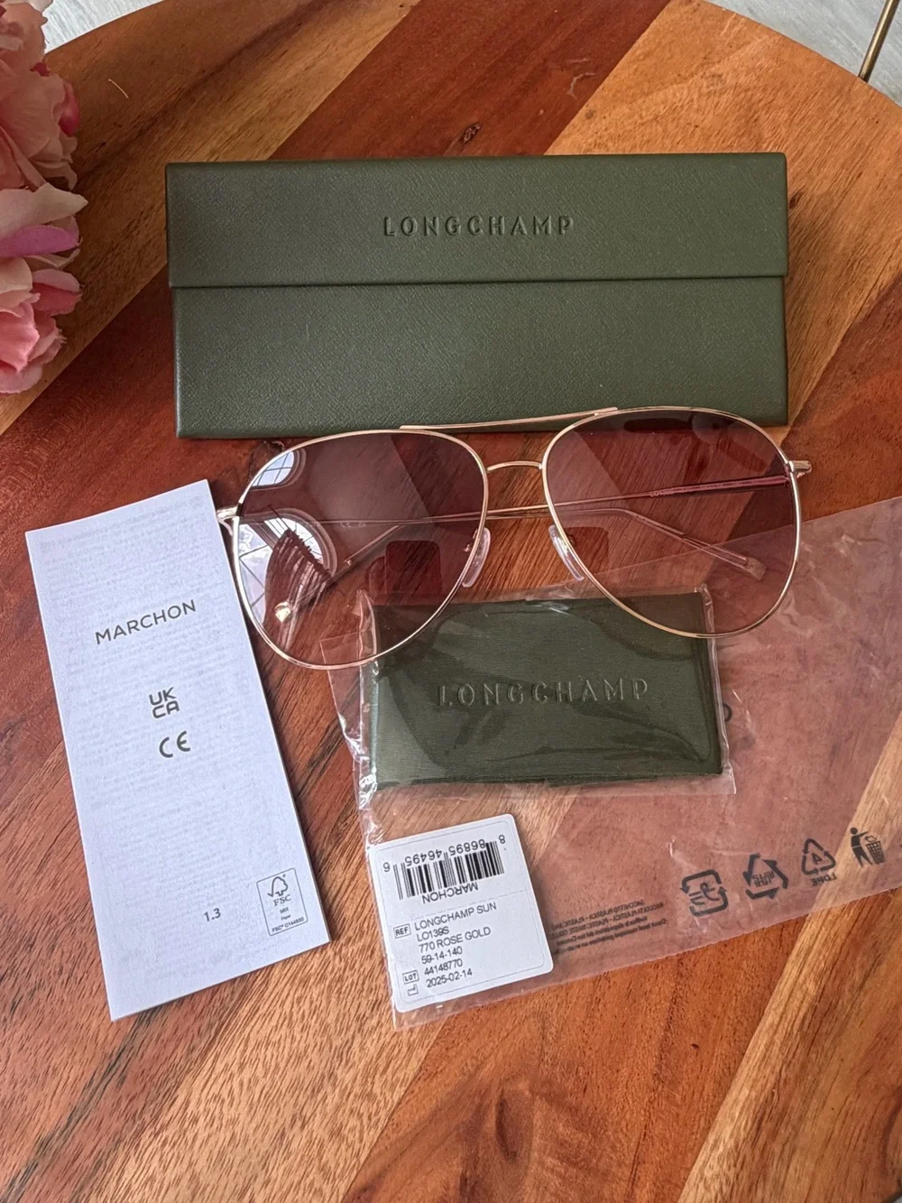 Longchamp Classic 59mm Gradient Aviator Sunglasses Brand new! Rose Gold